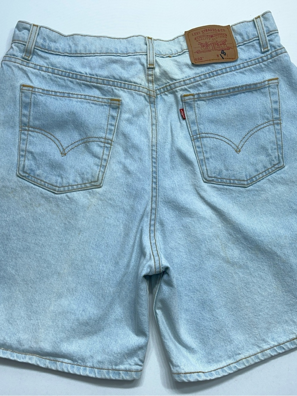 VTG Levis Shorts Womens Size 18 Tapered Blue Denim 522 High Rise Made in USA
